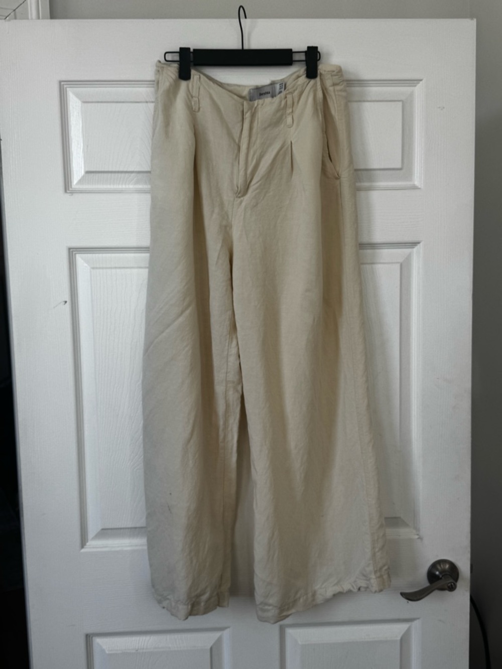 Bershka Cotton Wide-Leg Trouser pants